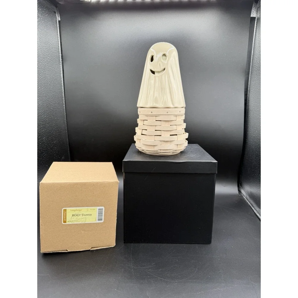 🎃 Longaberger 2013 Rare BOO! Basket Set 🧺 w/ Pottery Topper 🕸️